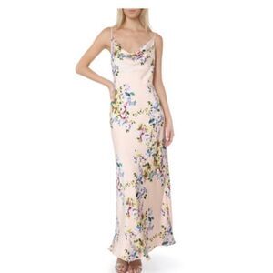 NEW BEBE SATIN FLORAL MAXI GOWN